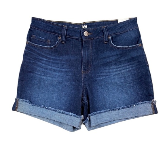 Lee Riders Cuffed Frayed Denim Shorts Size 12 Blue - Picture 1 of 10